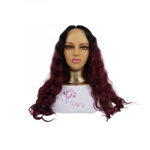 semi natural ombre burgundy lace front wig deep wave middle part